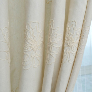 Flowers of the Four Seasons Embroidered Ivory White Curtain 2