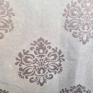 Legacy Luxury Chenille Damask Cream & Purple Curtain