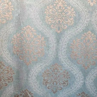 Legacy Luxury Chenille Damask Light Brown & Duck Egg Blue Curtain 4