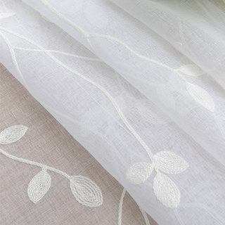 Love Fantasy Embroidered Leaf White Sheer Curtain 5