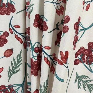 Berry Bliss Red and Cream Velvet Floral Curtains 3