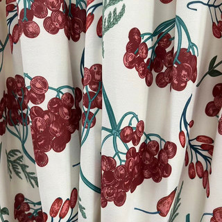 Berry Bliss Red and Cream Velvet Floral Curtains 4