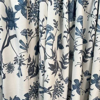 Butterfly and Bloom Porcelain Blue Floral Velvet Curtains 2