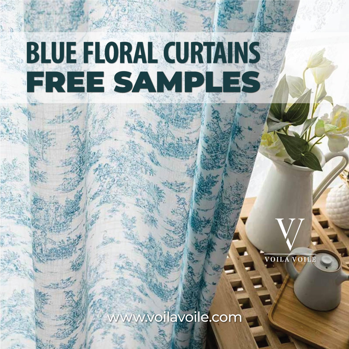 Blue Floral Curtains