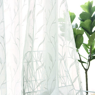 Dreamy Heather Ivory White Embroidered Sheer Curtain 4