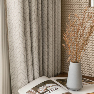 Elegante Art Deco Chevron Champagne Mocha Curtain with Gold Details