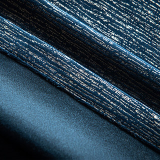 Gilded Age Navy Blue Blackout Velvet Curtain with Gold Stripes 6