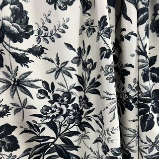 Midsummer Night Black and White Floral Velvet Curtains 6