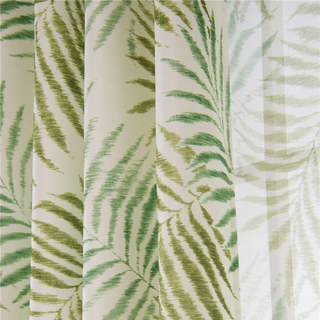 Palm Tree Leaves Green Print Floral Curtain 2