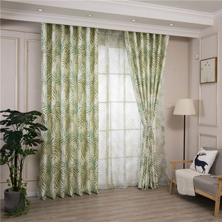 Palm Tree Leaves Green Print Floral Curtain 4