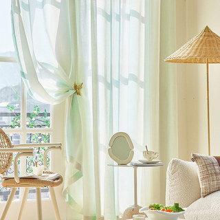 Paris Cascade Shimmering Green Lilac Gold Ombre Organza Sheer Curtain 3