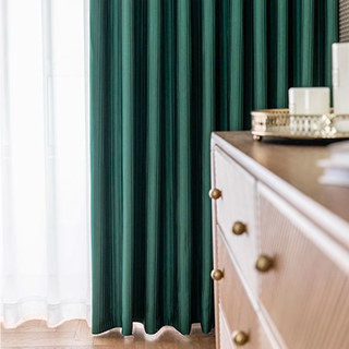 Radiant Ribbons Striped Deep Forest Emerald Green Blackout Curtain 3
