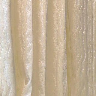 Satin Ripples Striped Textured Cream Off White Curtains 2
