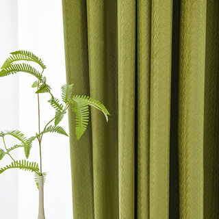 Scandinavian Basketweave Olive Green Velvet Blackout Curtain Drapes