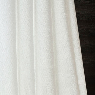 Serene Swirls Crinkle Crushed Ivory White Heavy Sheer Curtain