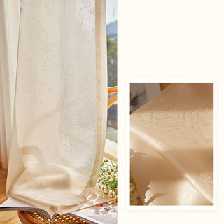 Shimmering Leaves Champagne Gold Sheer Curtain