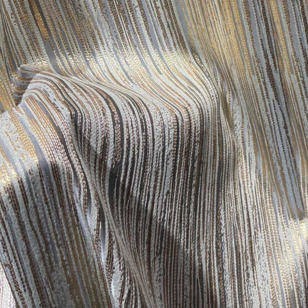 Sunbeam Glistening Subtle Textured Striped Gold & Gray Curtain Drapes