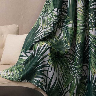 Paradise Palms Tropical Leaves Green Blackout Curtain 1