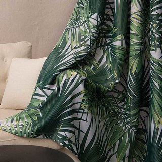 Paradise Palms Tropical Leaves Green Blackout Curtain