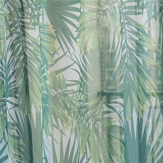Paradise Palms Tropical Leaves Green Sheer Curtain 2