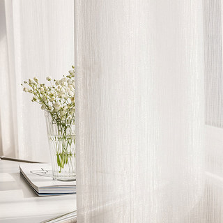 Paris Cascade Shimmering Striped White Sheer Curtain 3