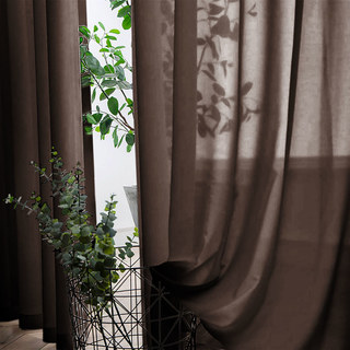 Soft Breeze Dark Coffee Brown Chiffon Sheer Curtain 3