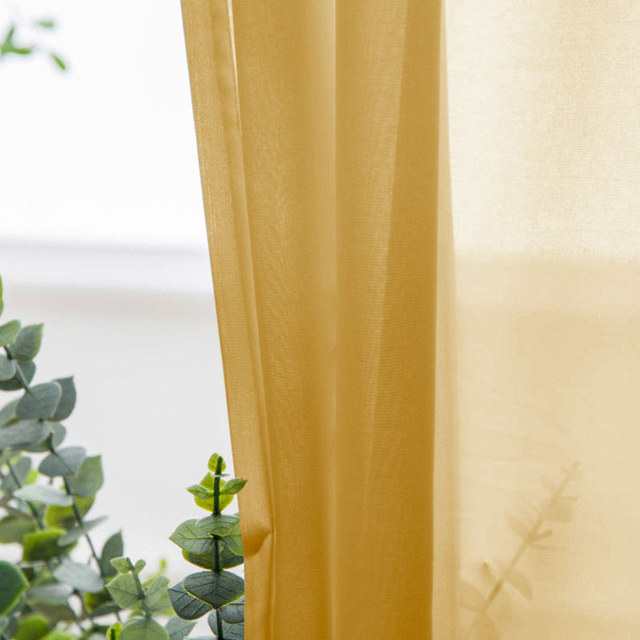 Soft Breeze Mustard Yellow Chiffon Sheer Curtain 1
