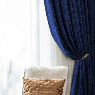 Premium Textured Midnight Navy Blue Velvet Curtain 4