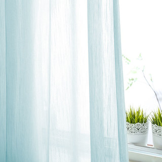 Silk Waterfall Shimmering Light Blue Sheer Curtain 1