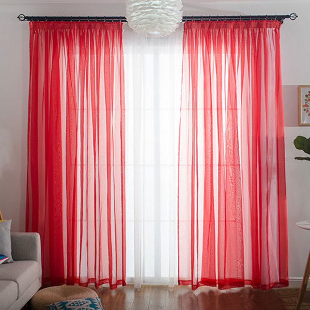 Smarties Red Soft Sheer Curtain 1