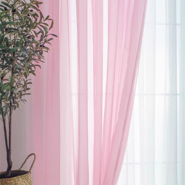 Smarties Rose Pink Soft Sheer Curtain 1
