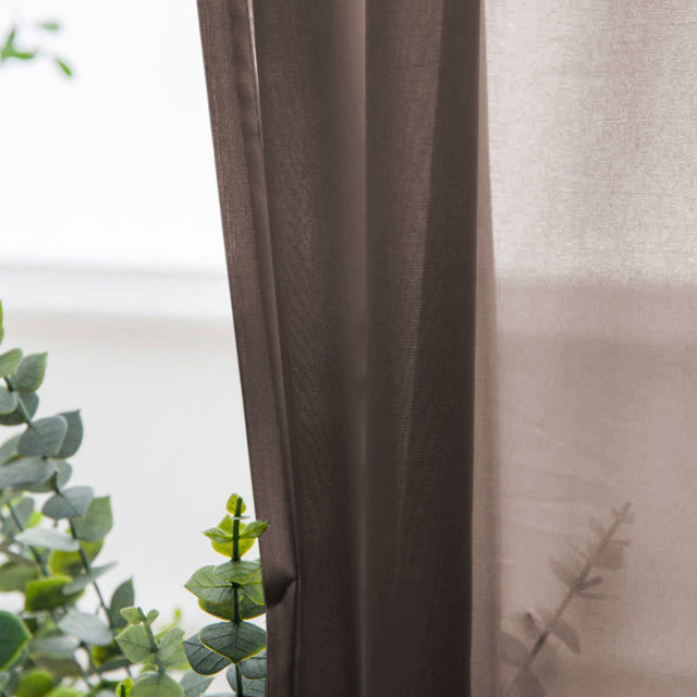 Soft Breeze Brown Chiffon Sheer Curtain 1