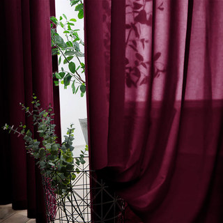 Soft Breeze Burgundy Wine Red Chiffon Sheer Curtain 3