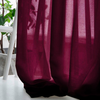Soft Breeze Burgundy Wine Red Chiffon Sheer Curtain 2