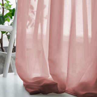 Soft Breeze Coral Pink Chiffon Sheer Curtain 2