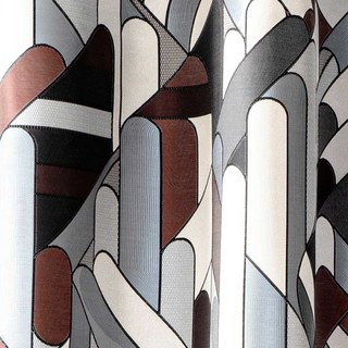 Capsule Vibe Jacquard Mid Century Modern Multi Colour Red Geometric Curtains 2