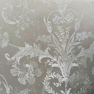 Silver Blossom Jacquard Brocade Cream Damask Floral Curtain 4