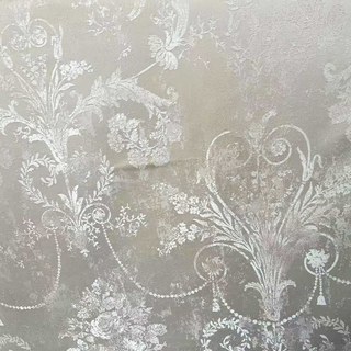 Silver Blossom Jacquard Brocade Cream Damask Floral Curtain 5