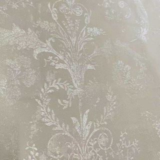 Silver Blossom Jacquard Brocade Cream Damask Floral Curtain 3