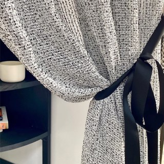 French Chic Black & White Heavy Semi Sheer Curtain 1