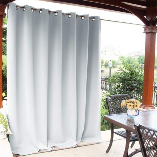 Malibu Outdoor Waterproof Light Filtering Ivory White Twill Curtains 1