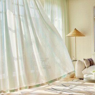 Paris Cascade Shimmering Green Lilac Gold Ombre Organza Sheer Curtain