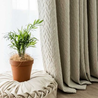 Dune Flow Beige Cream Crinkle Crushed Blackout Curtain