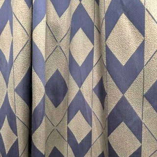 Azure Illusion Blue and Silver Diamond Geometric Curtains 3