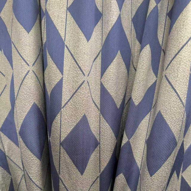 Azure Illusion Blue and Silver Diamond Geometric Curtains 1