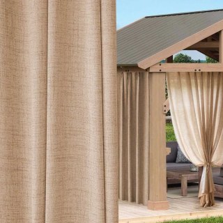 Endless Summer Waterproof Cream Oatmeal Linen Style Outdoor Sheer Curtain