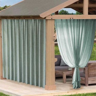 Endless Summer Waterproof Mint Green Linen Style Outdoor Sheer Curtain