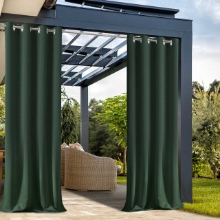 Malibu Waterproof Triple Weave Twill Blackout Dark Green Outdoor Curtain