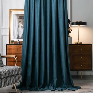 Scandinavian Basketweave Textured Teal Velvet Blackout Curtains