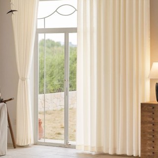 Chevron Mist Geometric Textured Ivory White Heavy Sheer Curtain 3